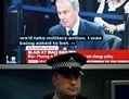 L’ancien Premier ministre du Royaume-Uni, Tony Blair, se voit sur un écran de télévision lors de l’Enquête sur l’Irak le 21 janvier 2011 à Londres.（攝影:  / 大紀元）  