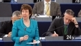 Catherine Ashton devant le Parlement européen.（Staff: FREDERICK FLORIN / 2011 AFP）  