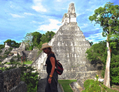Un touriste près d'un temple maya sur le site archéologique de Tikal à 560 km au nord du Guatemala. Des cérémonies ont eu lieu ici le 21 décembre2012 pour célébrer la fin du cycle maya et le début de la nouvelle ère maya. (Hector Retamal/AFP/Getty Images)