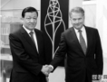 15 juin 2014: Dans un visible malaise, Liu Yunshan (gauche), tête pensante de la propagande et de l’idéologie en Chine, serre la main du Président finlandais Sauli Niinistö. (Capture d’écran/Xinhuanet.com)