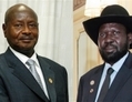 Le président ougandais, Yoweri Museveni (D), et le président du Soudan du Sud, Salva Kiir Mayardit (G). (UN Photo)