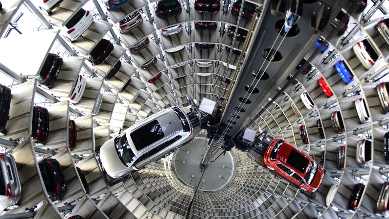 WOLFSBURG, GERMANY - MARCH 10:  A brand new Volkswagen Passat and Golf 7 car stands stored in a tower at the Volkswagen Autostadt complex near the Volkswagen factory on March 10, 2015 in Wolfsburg, Germany. Volkswagen is Germany's biggest car maker and is scheduled to announce financial results for 2014 later this week. Customers who buy a new Volkswagen in Germany have the option of coming to the Autostadt customer service center in person to pick up their new car.  (Photo by Alexander Koerner/Getty Images)
