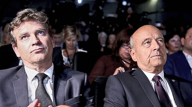 Parmi les candidats à la présidentielle présents à Reims aux Assises du produire en France, Alain Juppé et Arnaud Montebourg se sont retrouvés dans l’assistance. (FRANCOIS NASCIMBENI/AFP/Getty Images)