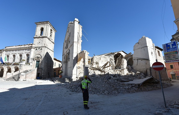 Basilique St Benedict dans le centre historique de Norcia, le 31 octobre 2016 (ALBERTO PIZZOLI/AFP/Getty Images)