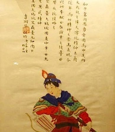 Hua Mulan s’en va-t’en guerre, huile sur soie. (Wikimedia Commons)