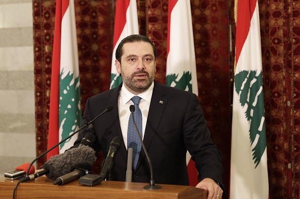 Le Premier ministre libanais Saad Hariri donne une conférence de presse après sa rencontre avec Emmanuel Macron, candidat indépendant à l'élection présidentielle française d'avril, au palais du gouvernement à Beyrouth le 24 janvier 2017. 
(JOSEPH EID / AFP / Getty Images)