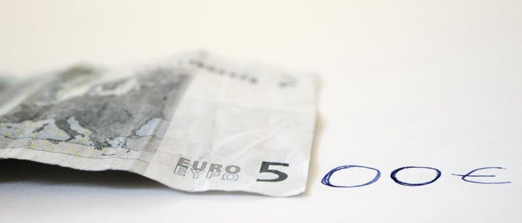 Billet de 500 euros low cost… (Evelio Sánchez / Flickr, CC BY)
