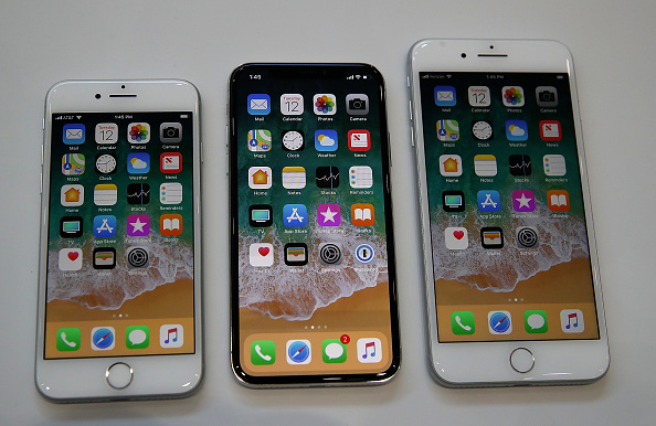Les iPhone 8, iPhone X and iPhone 8S. 
(Justin Sullivan/Getty Images)