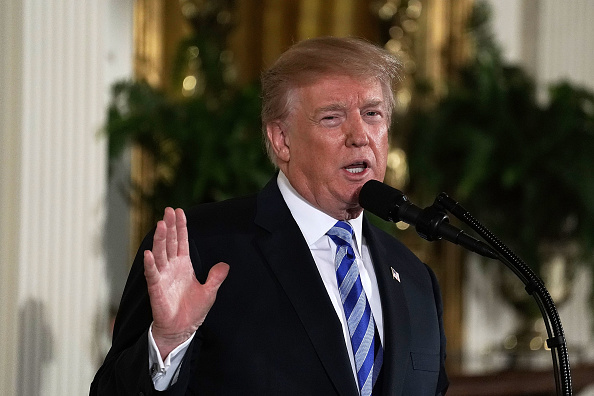 Le président Donald Trump lors d'une cérémonie le 20 février 2018. (Alex Wong/Getty Images)
