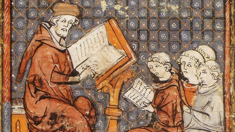 Enseigner à Paris à la fin du XIVᵉ siècle (Grandes Chroniques de France).