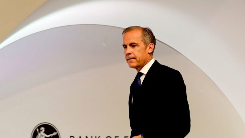 Le gouverneur de la Banque d'Angleterre, Mark Carney, assiste à la conférence de presse trimestrielle de la Banque centrale à Londres, le 10 mai 2018. La Grande-Bretagne se prépare à quitter l'Union européenne en mars 2019. Photo: Frank Augstein/ AFP / Getty Images.