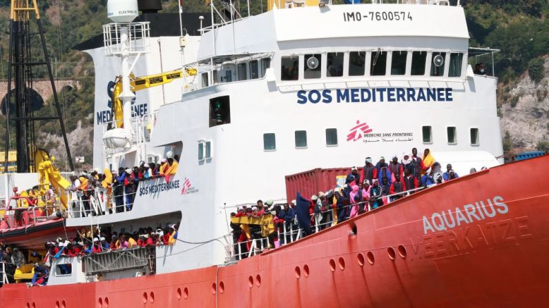 Le navire de secours Aquarius géré par l'ONG SOS Méditerranée et Médecins Sans Frontières. Photo CARLO HERMANN / AFP / Getty Images