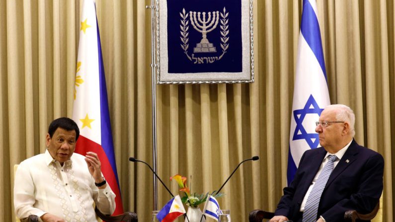 Le président israélien Reuven Rivlin rencontre son homologue philippin Rodrigo Duterte au palais présidentiel à Jérusalem le 4 Septembre 2018. Photo GALI Tibbon / AFP / Getty Images.