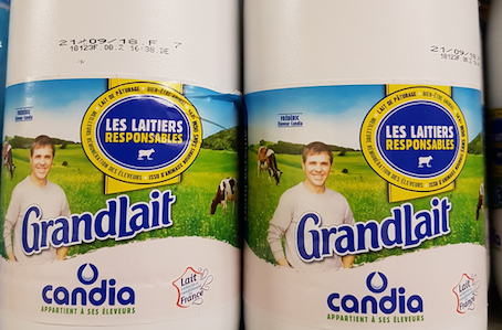 Rappel de bouteilles de lait Candia "Les Laitiers responsables". (Capture d’écran Tweeter@gregoireweber)