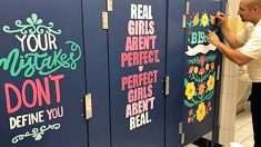 Dans le cadre d’une initiative innovante et colorée, les enseignants peignent des messages positifs dans les toilettes de l’école