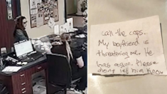 Une femme échappe à son petit ami armé en glissant une lettre SOS chez le vétérinaire