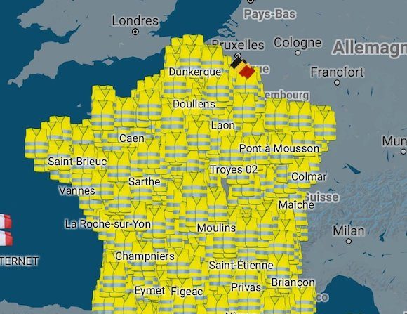 Gilets jaunes : mobilisation dans toute la France le 17 novembre. (Capture d'écran Tweeter @brunrncrnc64)