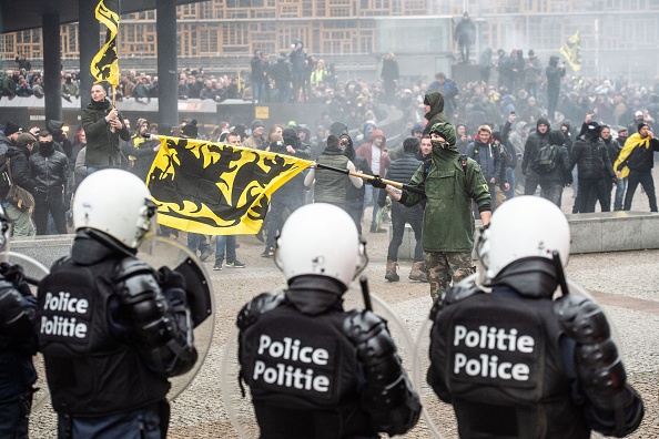 Bruxelles : manifestation  contre le Pacte mondial sur les migrations. (Photo : JONAS ROOSENS/AFP/Getty Images)