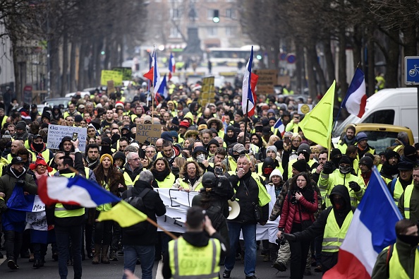 "Gilets jaunes". Le mouvement continue en 2019.    (Photo : FRANCOIS LO PRESTI/AFP/Getty Images)