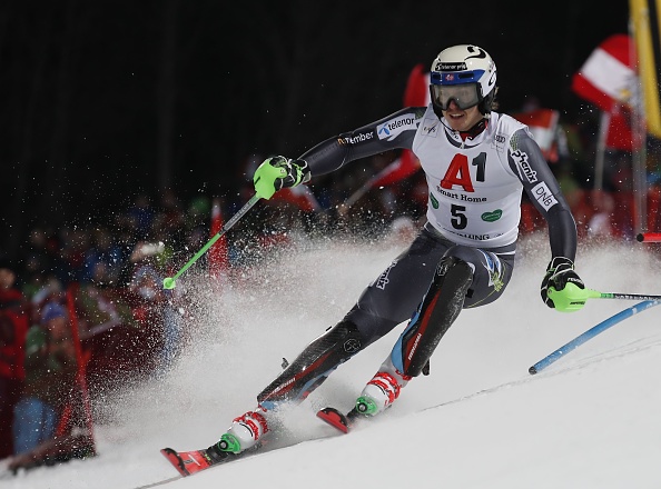 -Le Norvégien Henrik Kristoffersen participe au slalom masculin de la Coupe du monde de ski alpin FIS à Schladming, en Autriche, le 29 janvier 2019. Photo de ERWIN SCHERIAU / APA / AFP / Getty Images.