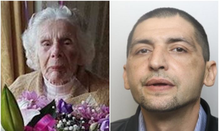 Sofija Kaczan (G) décédée le 6 juin 2018 à l'âge de 100 ans, suite à une agression violente perpétrée le 28 mai 2018 par Artur Waszkiewicz (D). (Police du Derbyshire)
