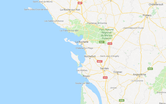 Le Grande America a sombré mardi 12 mars à 333 kilomètres au large de La Rochelle en France. (Googlemap)
