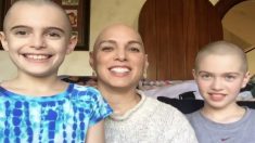 Des fillettes se rasent la tête en soutien pour leur mère dans les Forces aériennes qui lutte contre le cancer du sein
