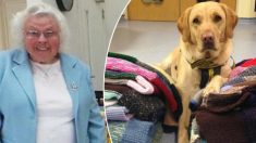 Une dame de 89 ans qui aime beaucoup les chiens a confectionné main 450 manteaux et couvertures pour garder les chiens des refuges au chaud