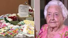 Une « reine du crochet » âgée de 100 ans vend son artisanat pour faire don de milliers de dollars à l’école maternelle locale