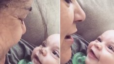 Le visage du bébé s’illumine de joie quand maman lui chante un beau cantique