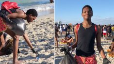 Un étudiant interrompt ses vacances juste pour ramasser des ordures sur la plage, puis un policier le remarque
