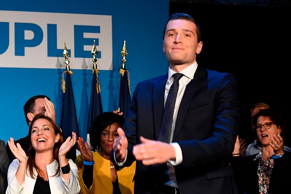 Le candidat du Rassemblement National Jordan Bardella lors du résultat des élections le 26 mai 2019. (BERTRAND GUAY/AFP/Getty Images)