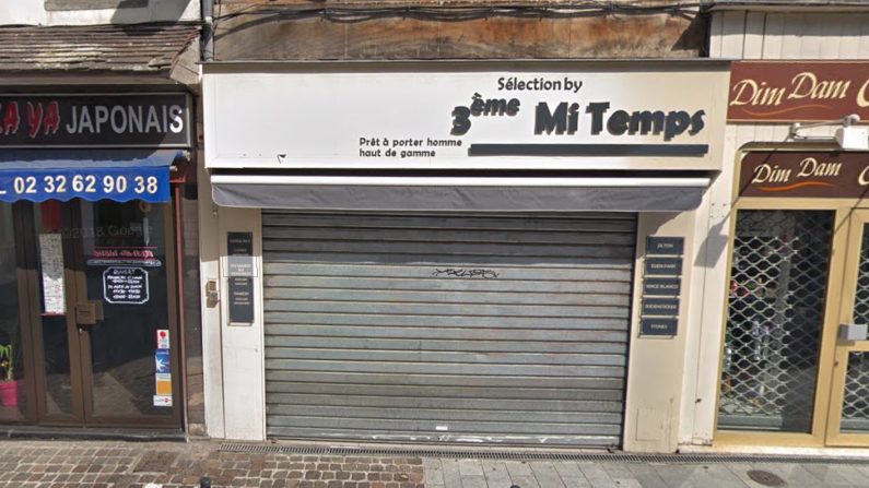 Vue de la devanture du magasin 3ème Mi-Temps, rue de la Harpe, à Évreux. Crédit : capture d’écran Google Maps. 