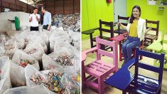 Un génie philippin utilise des pailles en plastique et des emballages de bonbons pour fabriquer des chaises d’école en plastique