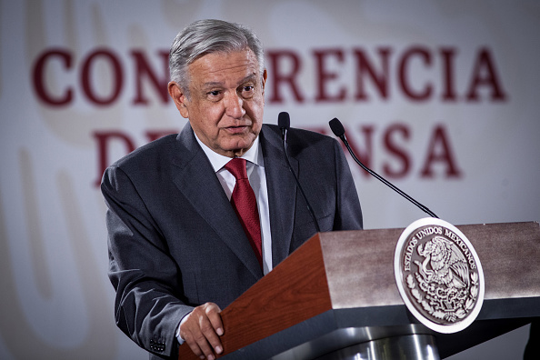 -Le président du Mexique, Andrés Manuel Lopez Obrador, prend la parole lors de la conférence de presse quotidienne du matin au Palais National le 14 juin 2019 à Mexico. Photo de Pedro Mera / Getty Images.