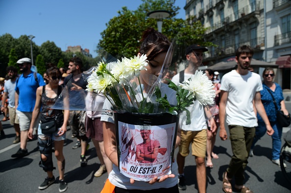Manifestation une semaine après la disparition de Steve Canico, 24 ans, après sa chute dans la rivière suite à une intervention policière, à Nantes, dans l'ouest de la France, le 29 juin 2019.     (Photo : JEAN-FRANCOIS MONIER/AFP/Getty Images)