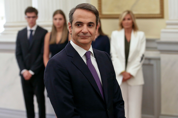 Kyriakos Mitsotakis, lors d'une cérémonie d'assermentation comme Premier ministre au Palais présidentiel le 8 juillet 2019 à Athènes, Grèce. (Photo : Milos Bicanski/Getty Images)
