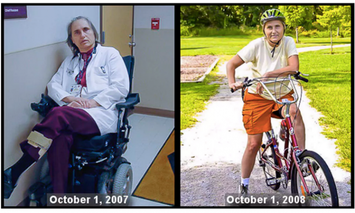 Terry Wahls avant et après avoir changé de régime. (Gracieuseté de Terry Wahls)