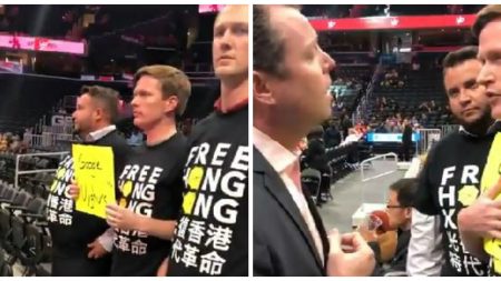 La sécurité de la NBA confisque les pancartes «Hong Kong libre» et «Cherchez Ouïghours sur Google» de ses fans