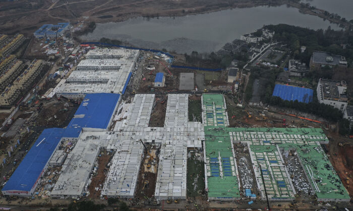La construction de l'hôpital Huoshenshan à Wuhan, en Chine,était terminée le 2 février 2020. (Stringer/Getty Images)