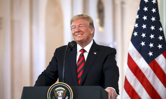 Le président américain Donald Trump lors d'une conférence de presse dans la salle Est de la Maison-Blanche à Washington le 20 septembre 2019. (Charlotte Cuthbertson/The Epoch Times)