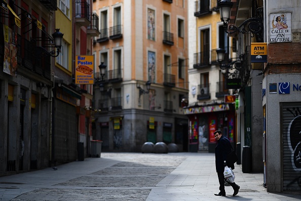 Une zone déserte du centre de Madrid le 27 mars 2020. (Photo : GABRIEL BOUYS/AFP via Getty Images)