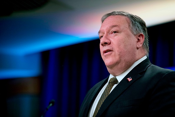 Le secrétaire d'État Mike Pompeo prend la parole lors d'une conférence de presse au Département d'État à Washington, DC le 10 juin 2020. (Photo by Andrew Harnik / POOL / AFP) (Photo : ANDREW HARNIK/POOL/AFP via Getty Images)