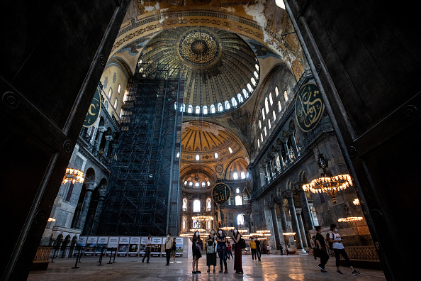 Le Président turc Recep Tayyip Erdogan a annoncé le 10 juillet la transformation de la célèbre basilique Sainte-Sophie en mosquée.(Photo : Chris McGrath/Getty Images)