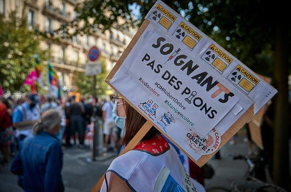 17 septembre 2020, manifestation à Paris, dans le cadre d'une journée de grèves et de protestations dans toute la France. (Photo : Kiran Ridley/Getty Images)