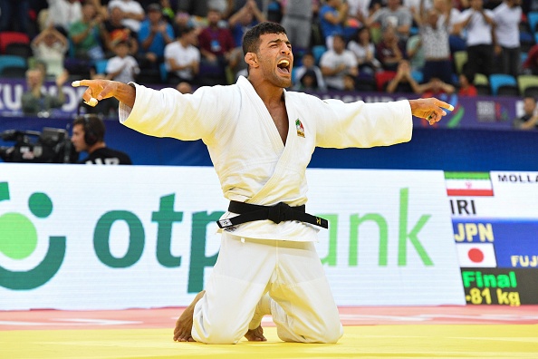 -L'Iranien Saeid Mollaei aux Championnats du monde de judo 2018 à Bakou le 23 septembre 2018. Photo de Mladen Antonov / AFP via Getty Images.