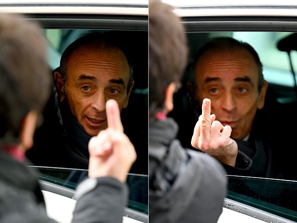 Éric Zemmour a reconnu ce 28 novembre un geste "fort inélégant" au lendemain d'un échange de doigts d'honneur avec une passante à Marseille qui a créé la polémique. (Photo NICOLAS TUCAT/AFP via Getty Images)