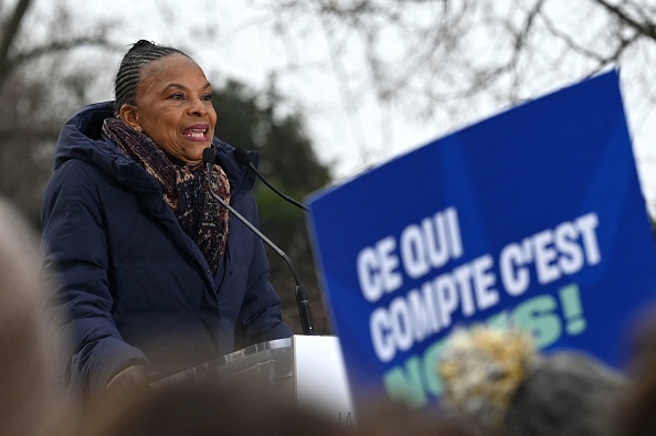 Christiane Taubira à la Croix-Rousse, à Lyon, le 15 janvier 2022. (Photo JEAN-PHILIPPE KSIAZEK/AFP via Getty Images)