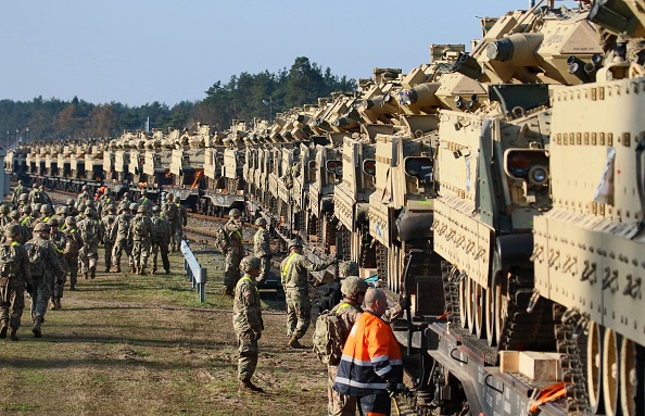 -Illustration- La Pologne commande aux USA 250 chars d’assauts dans leur version récente. Photo de PETRAS MALUKAS/AFP via Getty Images.