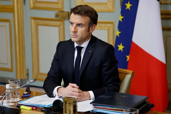 Le Président Emmanuel Macron à l'Élysée. (Photo : LUDOVIC MARIN/POOL/AFP via Getty Images)